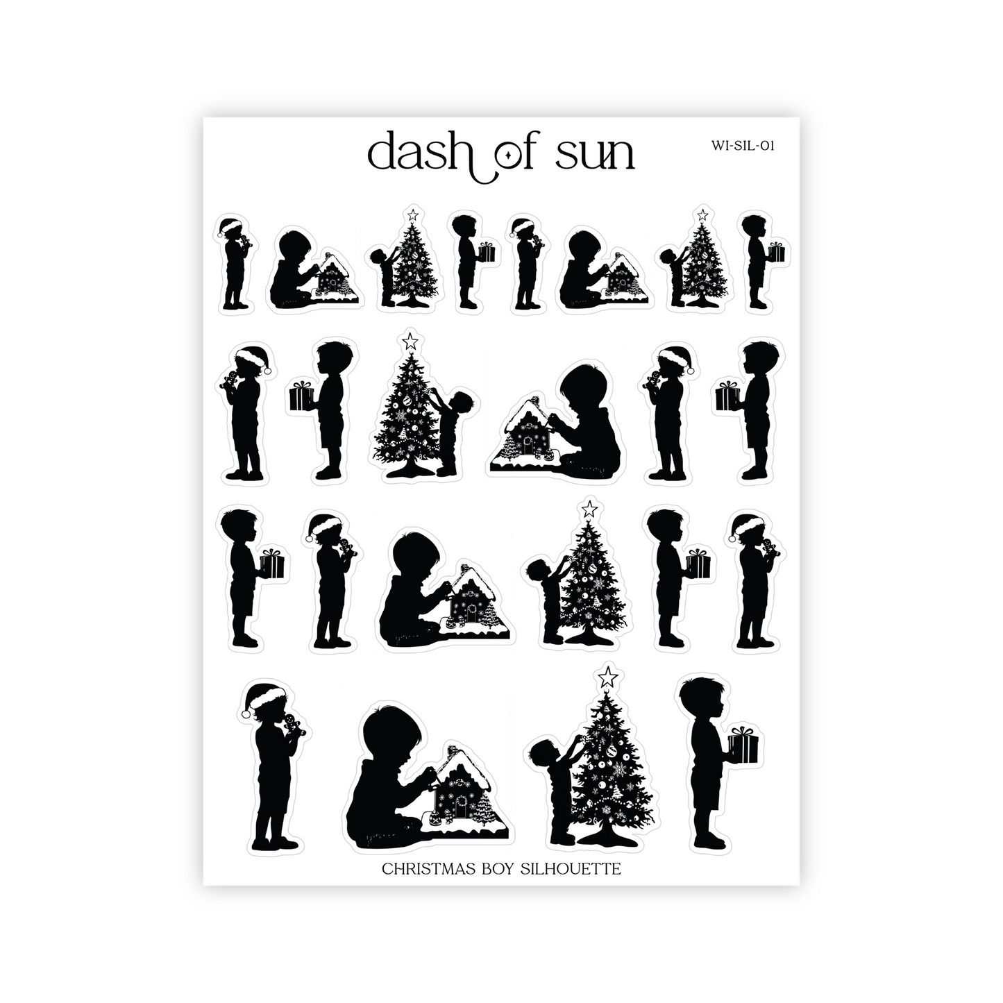 Christmas Boy Silhouette | Foiled Stickers