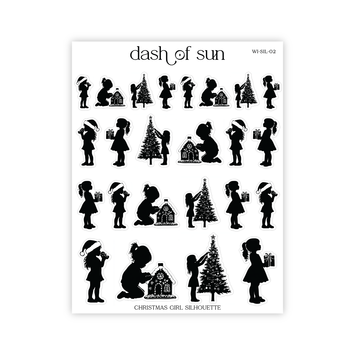 Christmas Girl Silhouette | Foiled Stickers