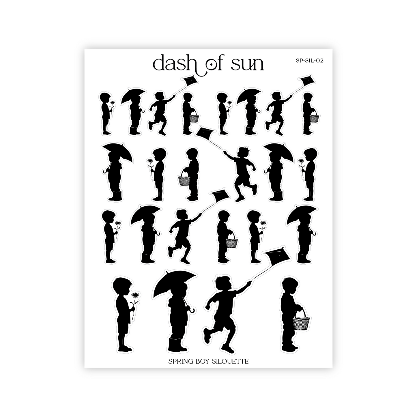 Spring Boy Silhouette | Foiled Stickers
