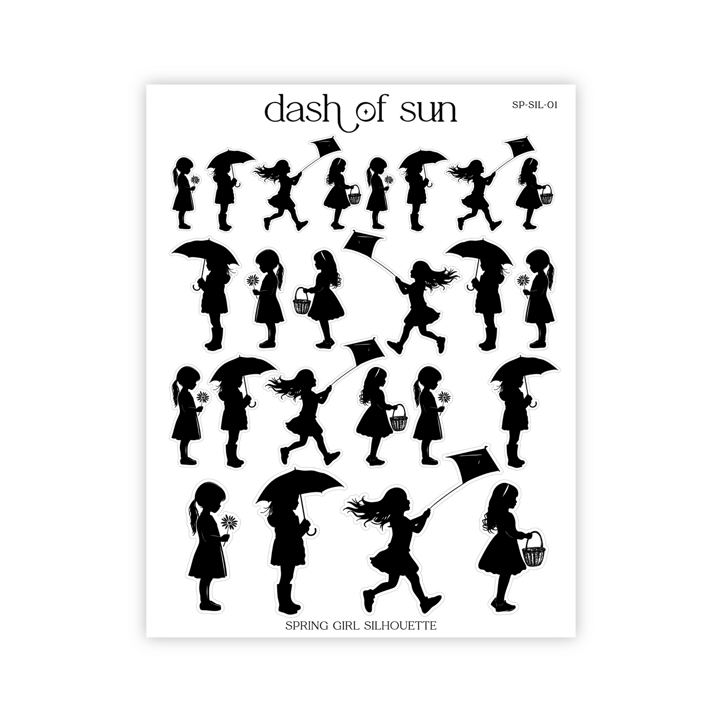 Spring Girl Silhouette | Foiled Stickers