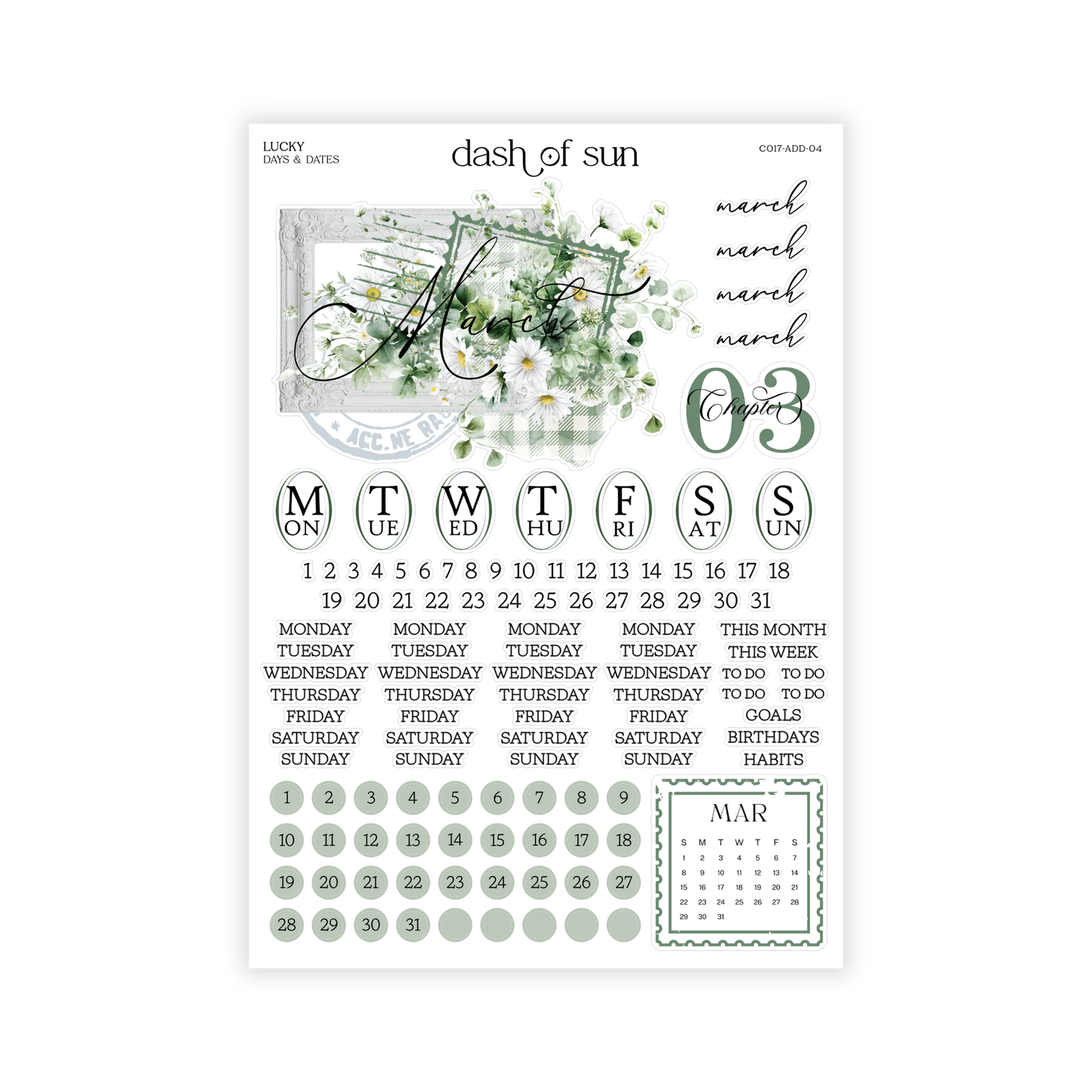 Lucky | March Monthly Dates & Dots