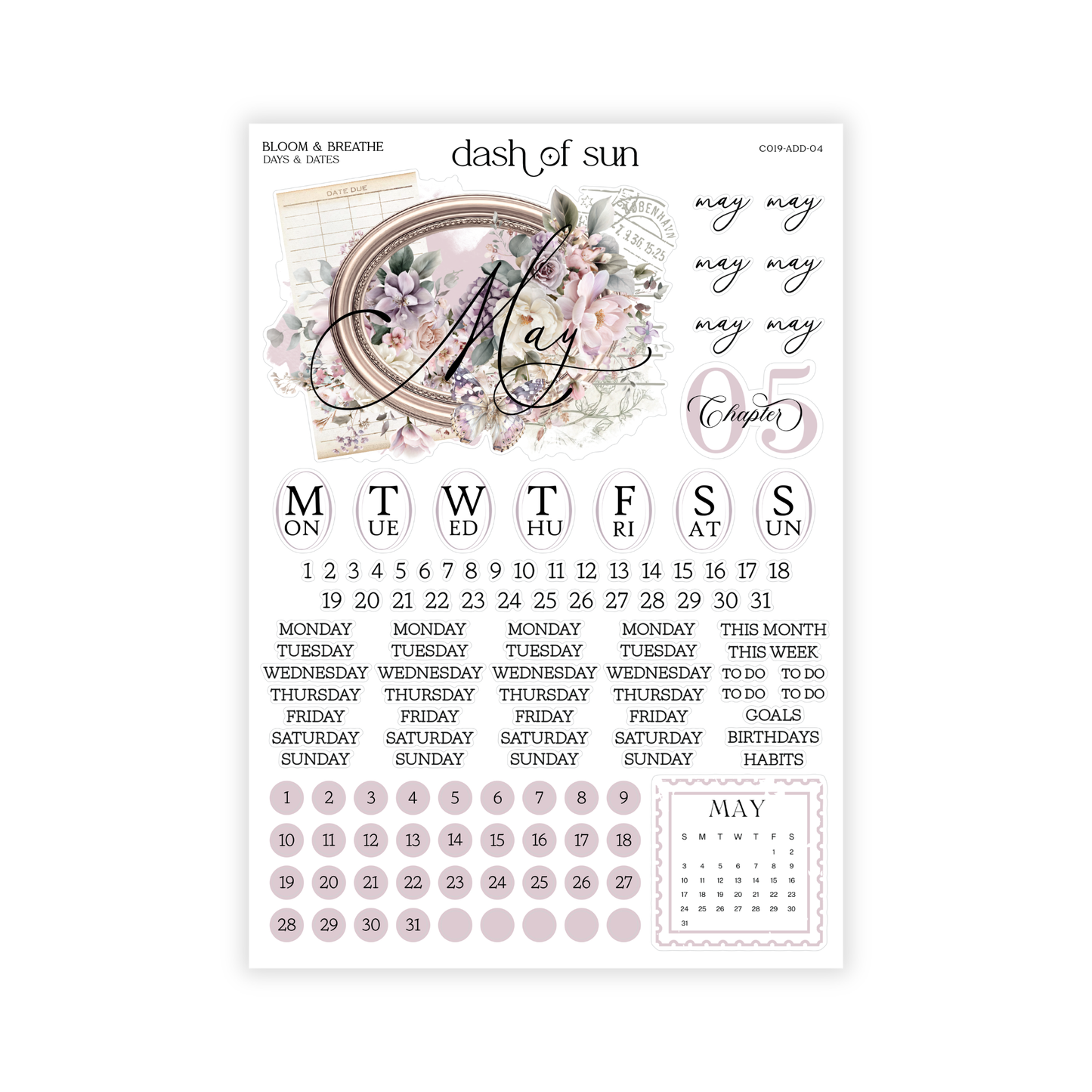 Bloom & Breathe | May 2026 Monthly Dates & Dots