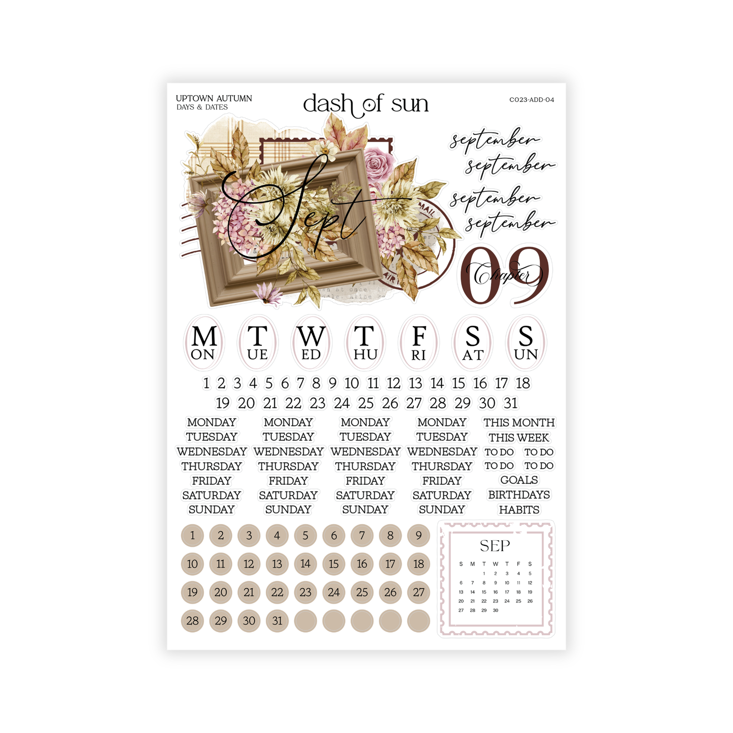 Uptown Autumn | Sept 2026 Monthly Dates & Dots