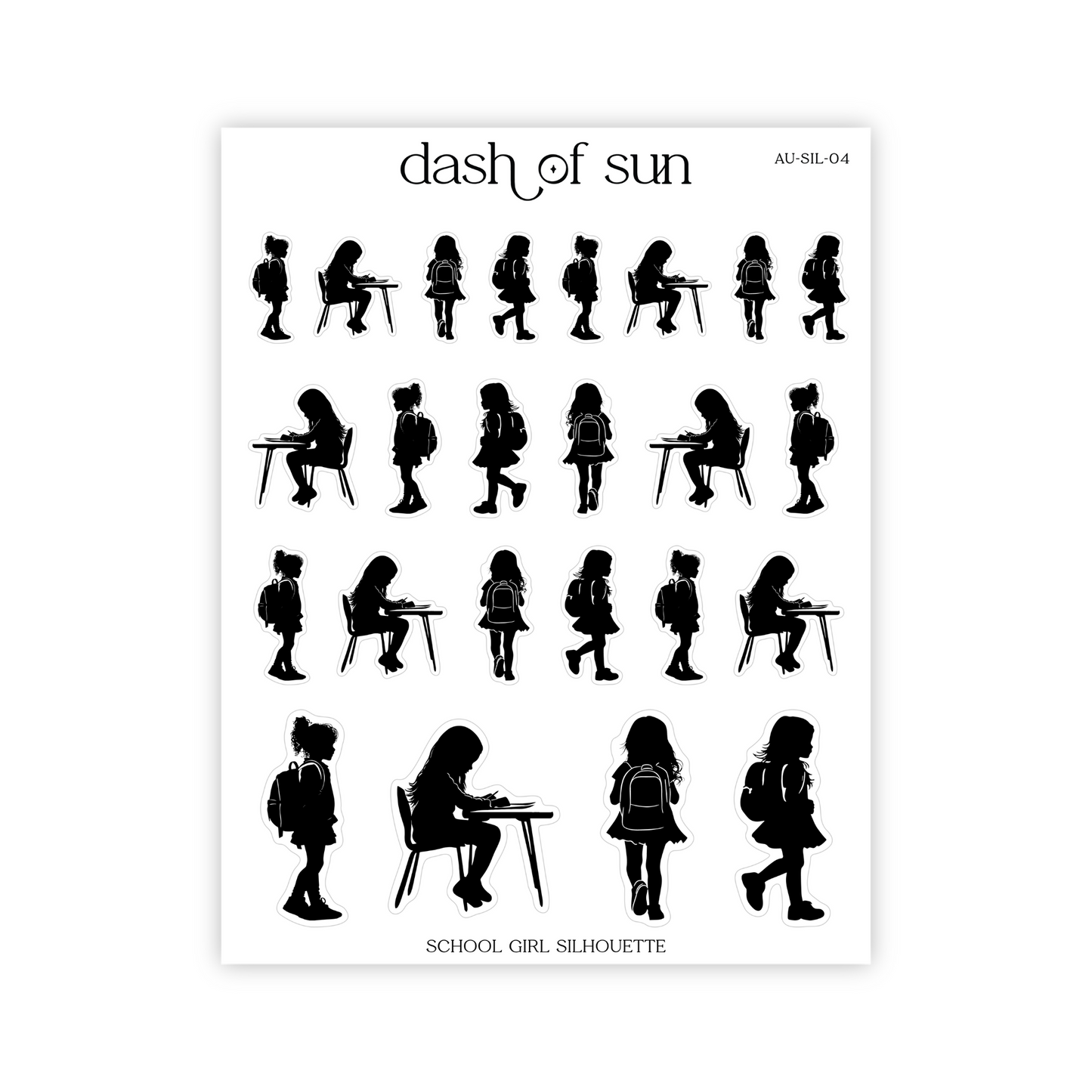 School Girl Silhouette | Foiled Stickers