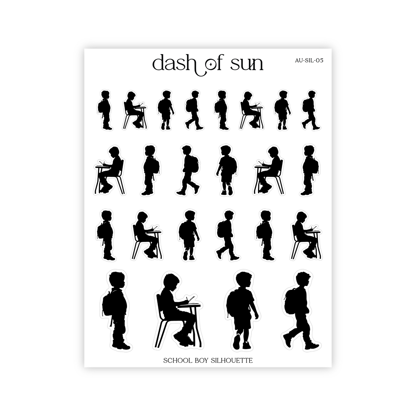 School Boy Silhouette | Foiled Stickers