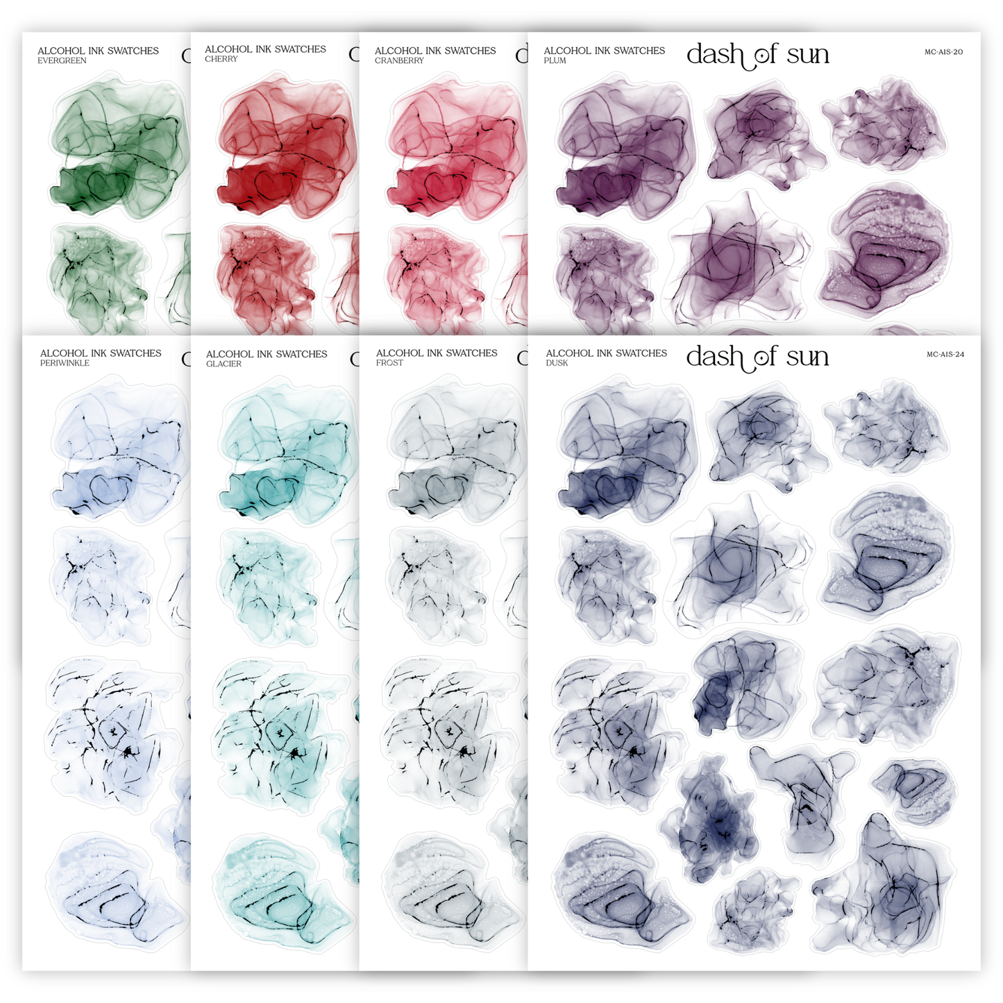 Alcohol Ink Swatches | Foiled Stickers | Winter Palette