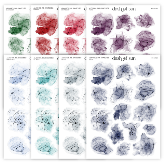 Alcohol Ink Swatches | Foiled Stickers | Winter Palette