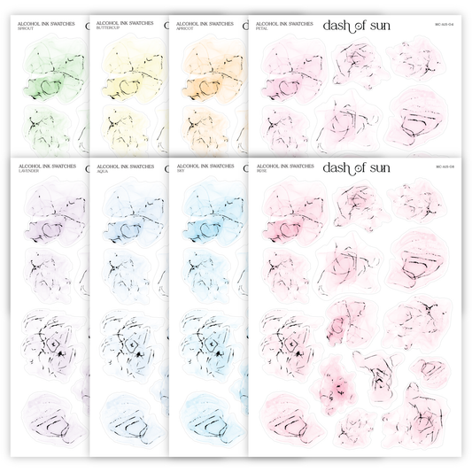 Alcohol Ink Swatches | Foiled Stickers | Spring Palette