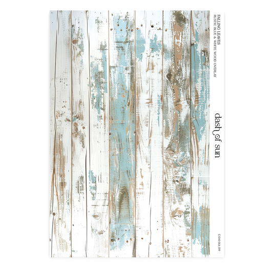 Falling Leaves |  Rustic Blue & White Wood Overlay