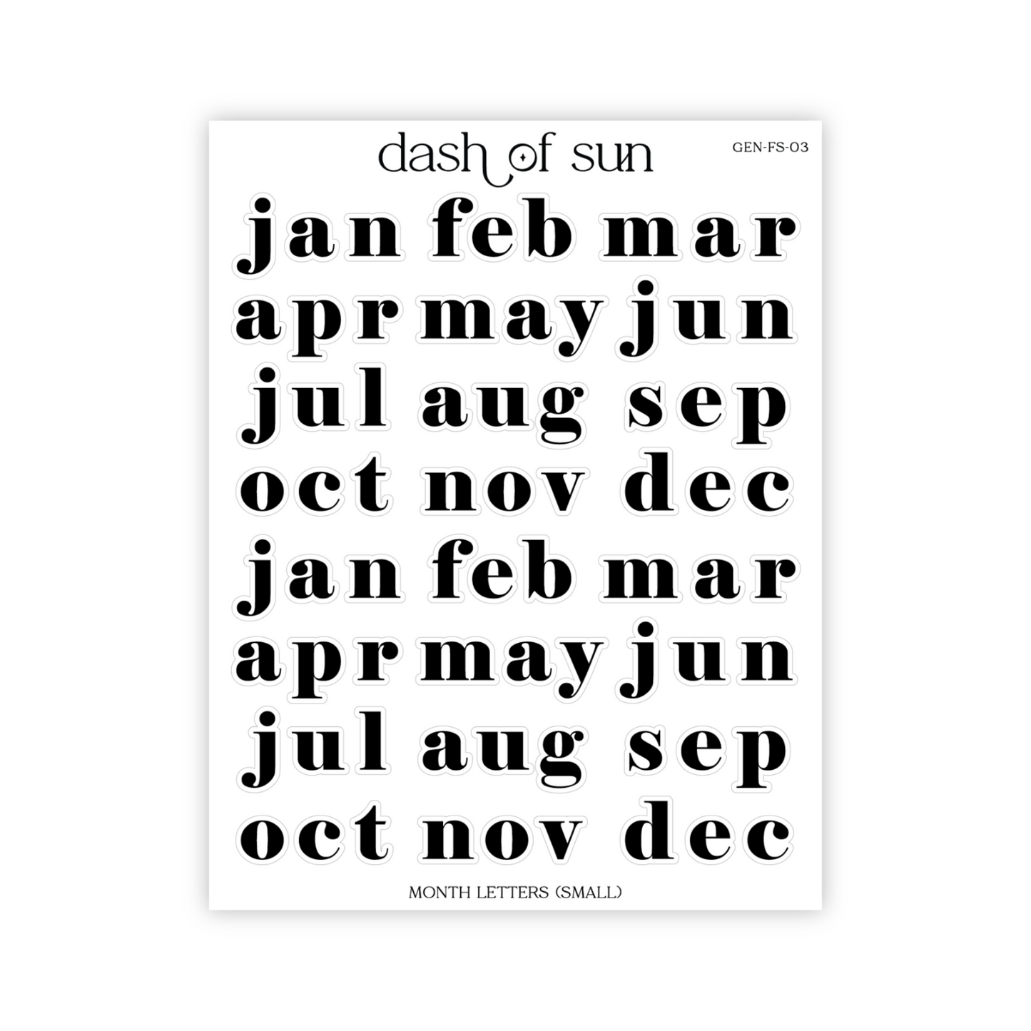 Month Letters (Small) | Foiled Stickers