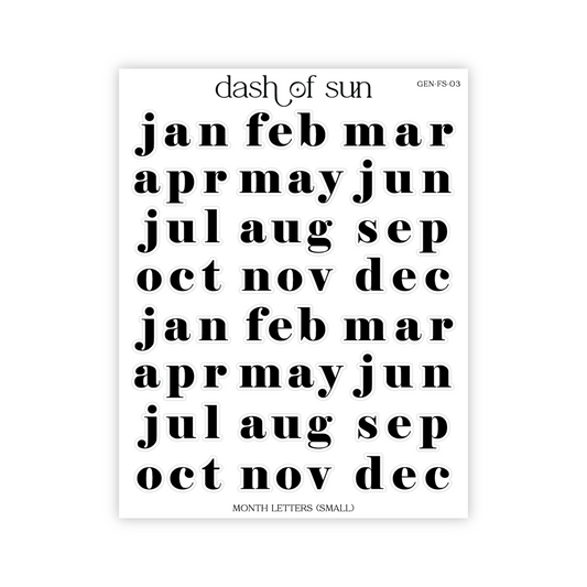 Month Letters (Small) | Foiled Stickers